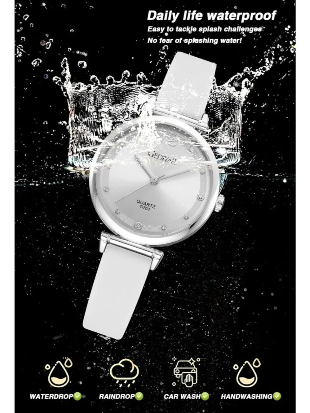 Women's White Silicone Band Nurse Medical Professional Waterproof Wrist Watch
